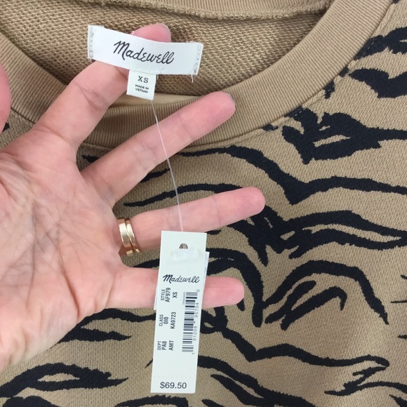 Madewell NWT crop shrunken tiger stripe sweatshirt - Picture 7 of 11
